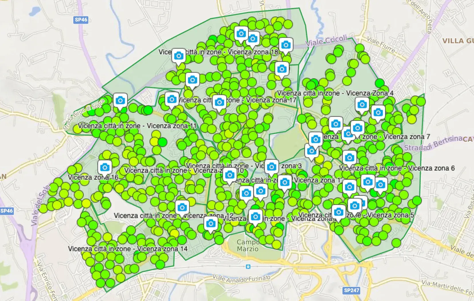Mappa GPS geolocalizzazione distribuzione volantini – Vicenza